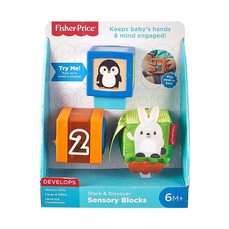 Fisher Price Stack and Discover Sensory Blocks - Mainan Edukasi Anak Bayi Balita