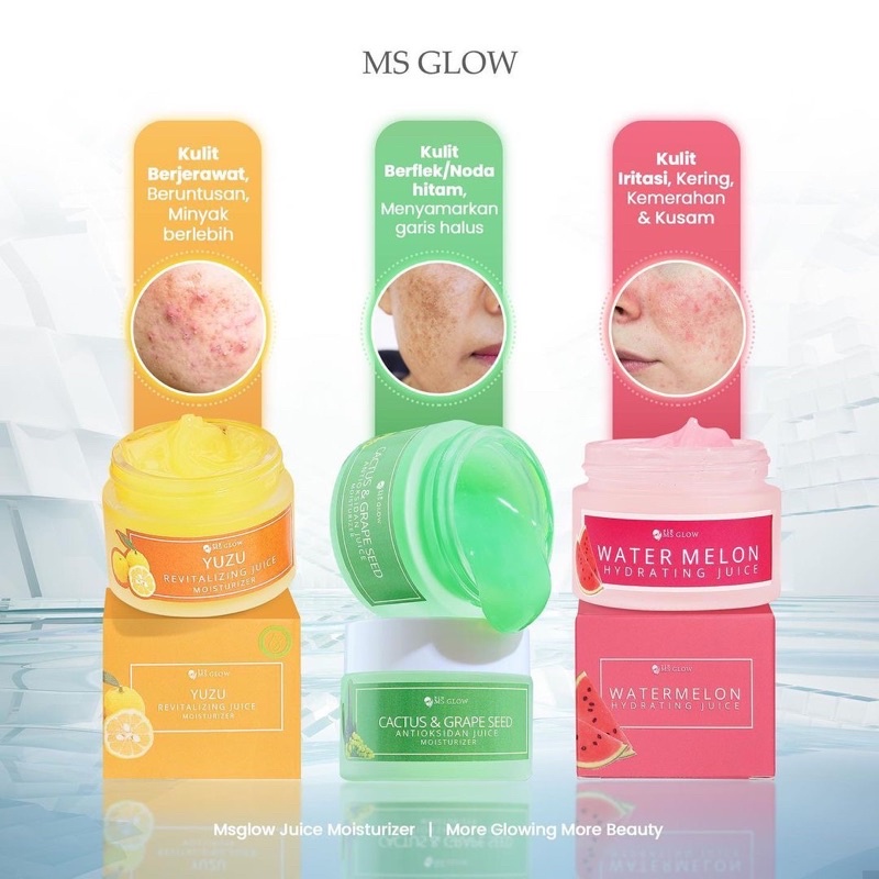 MS GLOW Moisturizing Juice Pelembab Wajah | Moisturizer Yuzu Watermelon Cactus