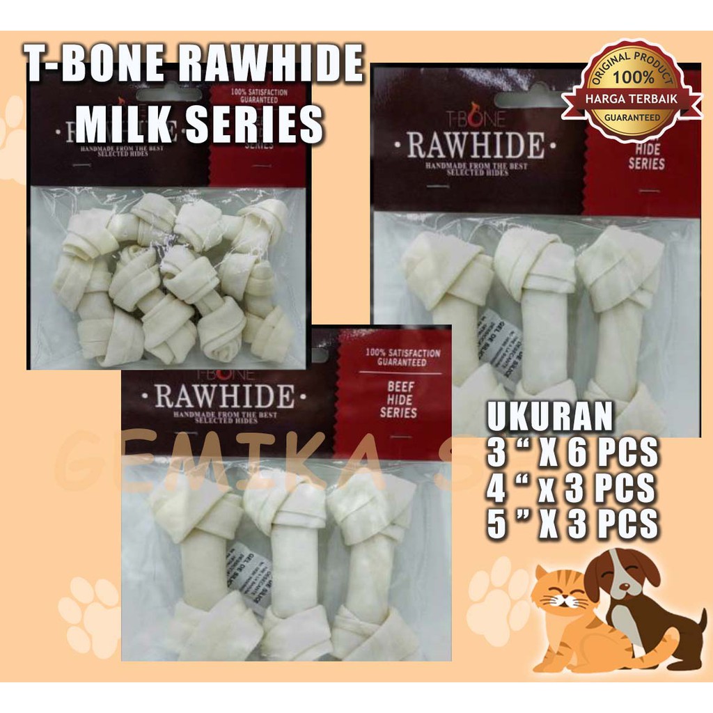 RAWHIDE T BONE MILK | SNACK ANJING | DOG FOOD