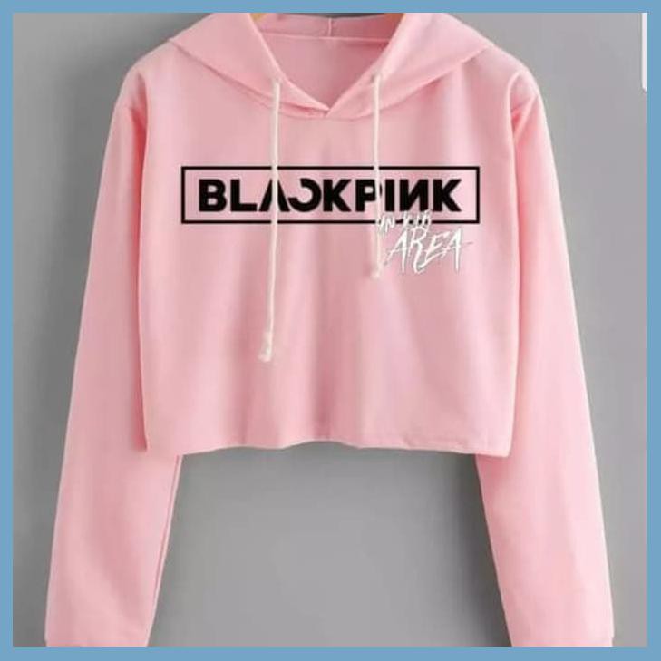 SWEATER HOODIE CROP BLACKPINK PINK
