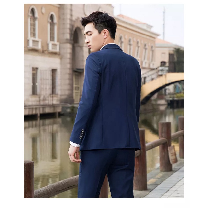 SETELAN BLAZER SLIMFIT PRIA WARNA NAVY LENGKAP 5IN1 ORIGINAL NIKAYU - SETELAN BLAZER FORMAL PRIA SLIMFIT FULL NAVY KANCING 2 EXCLUSIVE TWIST