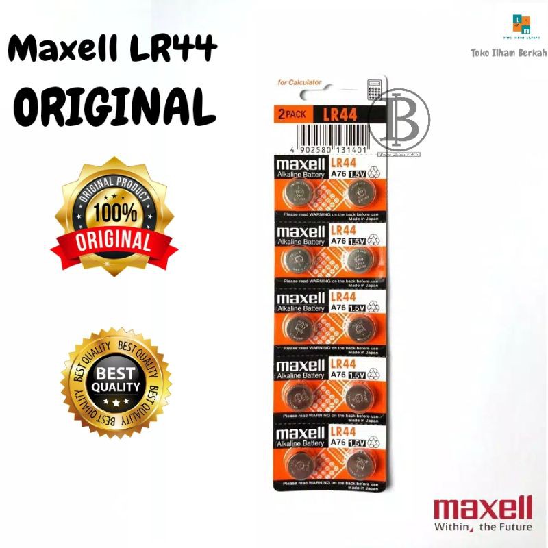 [ORIGINAL] Baterai Maxell LR44 / AG13 / L1154 / 357 / A76 Isi 10 Butir / MAXELL LR 44