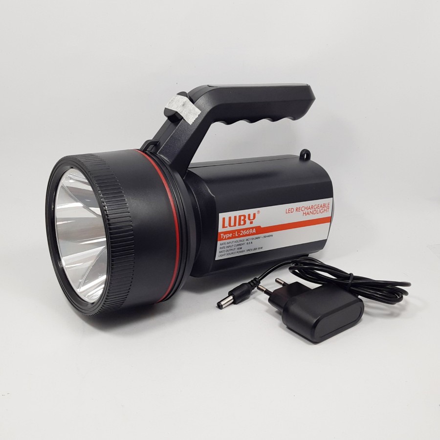 COD SENTER TANGAN LED RECHARGEABLE HANDLIGHT LUBBY 15 WATT L-2669A//SENTER LUBY L-2669A 15 WATT