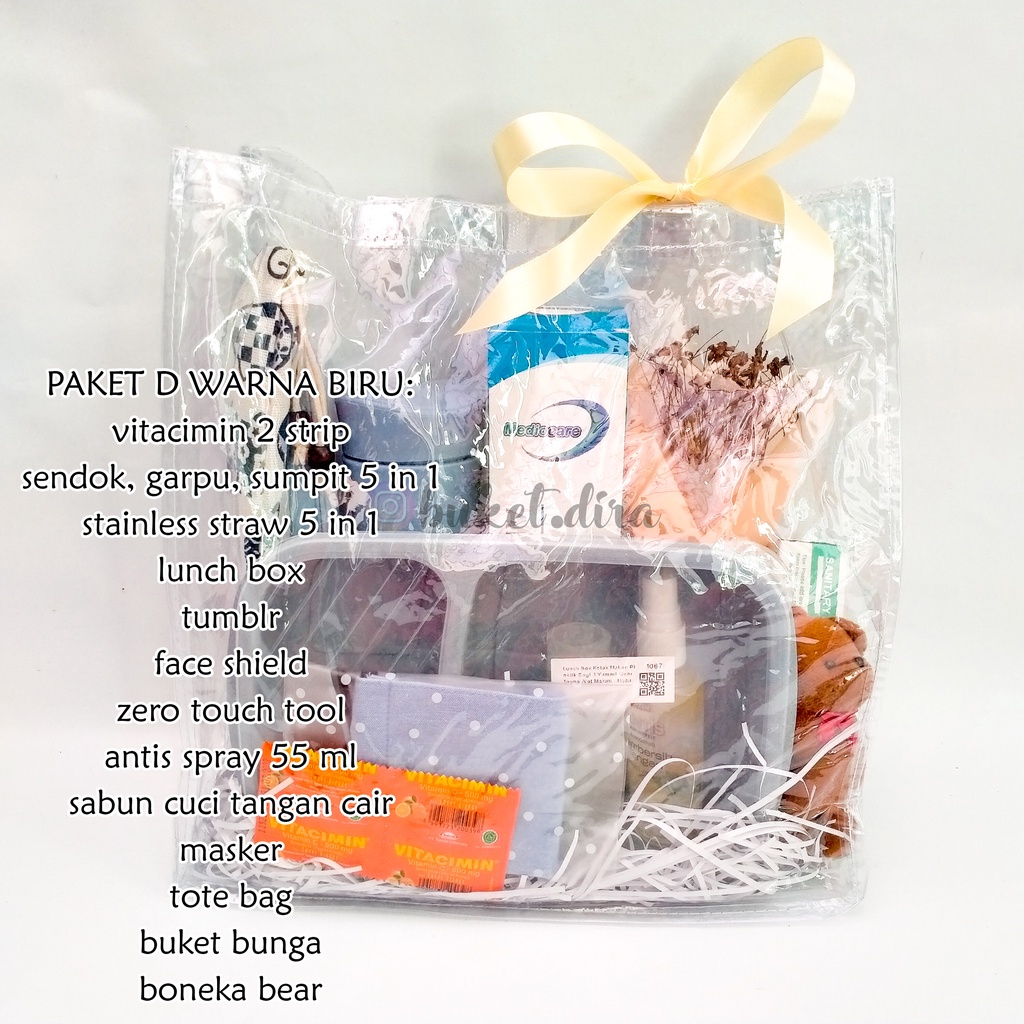 box or tote bag of happiness - paket isoman new normal kit series hampers free k.ucapan+bubble wrap