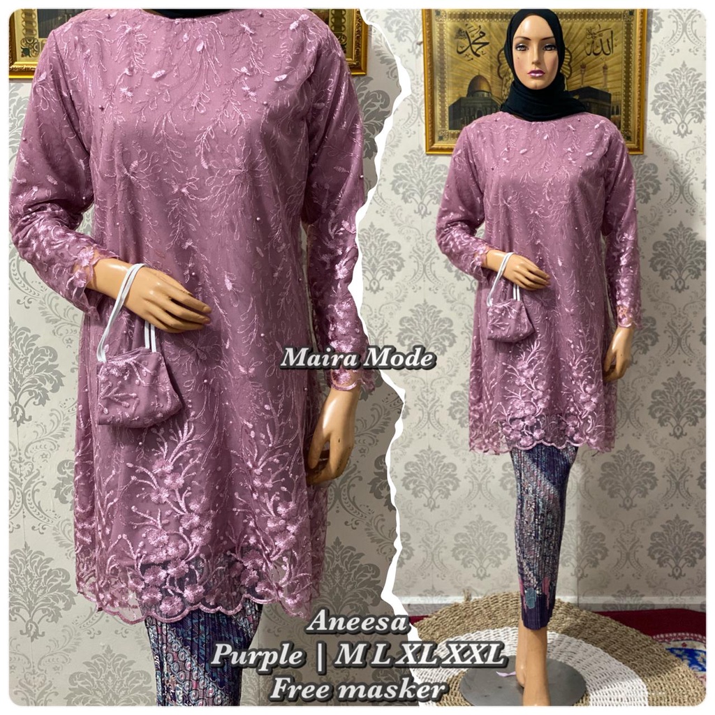 KEBAYA MODERN TUNIK SET PRISKET/ BROKAT TILLE SET PRISKET/FREE MASKER