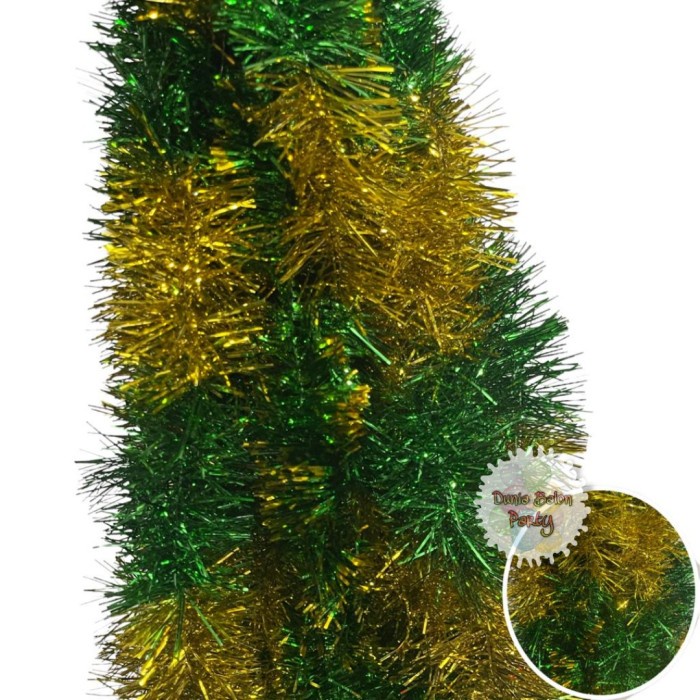 Slinger Idul Fitri Lebaran / Tinsel Dekorasi Parcel Hijau Gradasi Gold