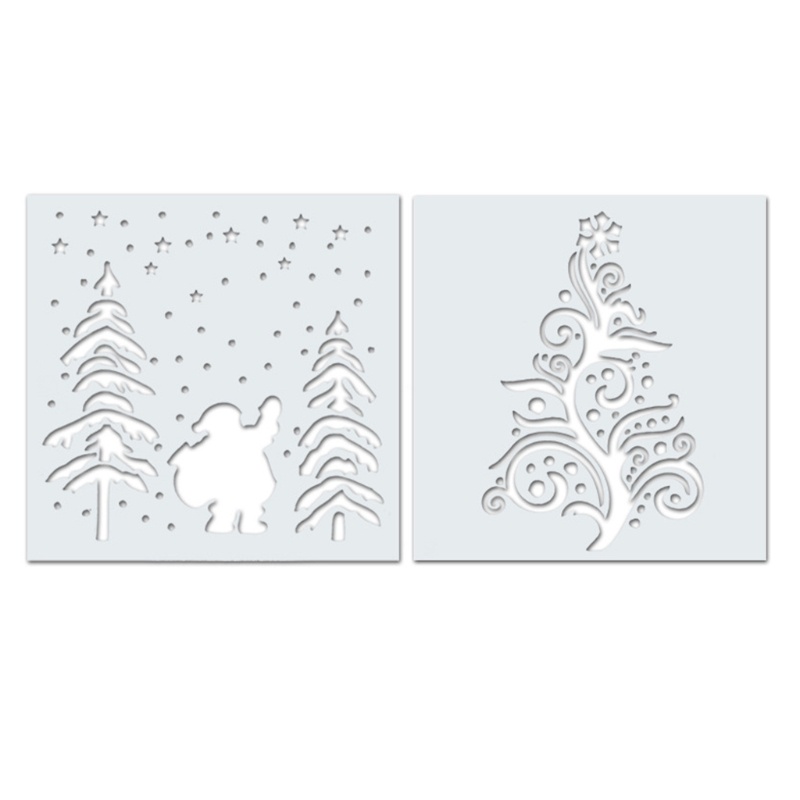 Zzz 2Pcs / Set Cetakan Stensil Motif Natal Reusable Untuk Dekorasi Rumah / Hadiah Anak DIY