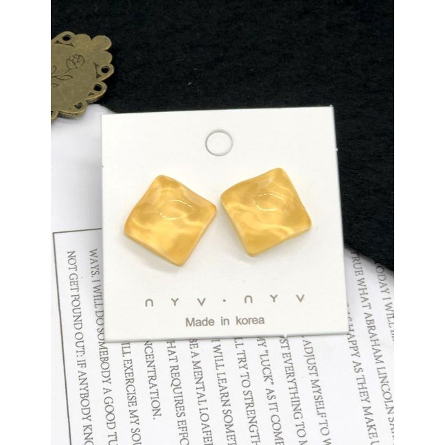 LRC Anting Tusuk Fashion  Square Irregular Water Ripple Earrings F59890