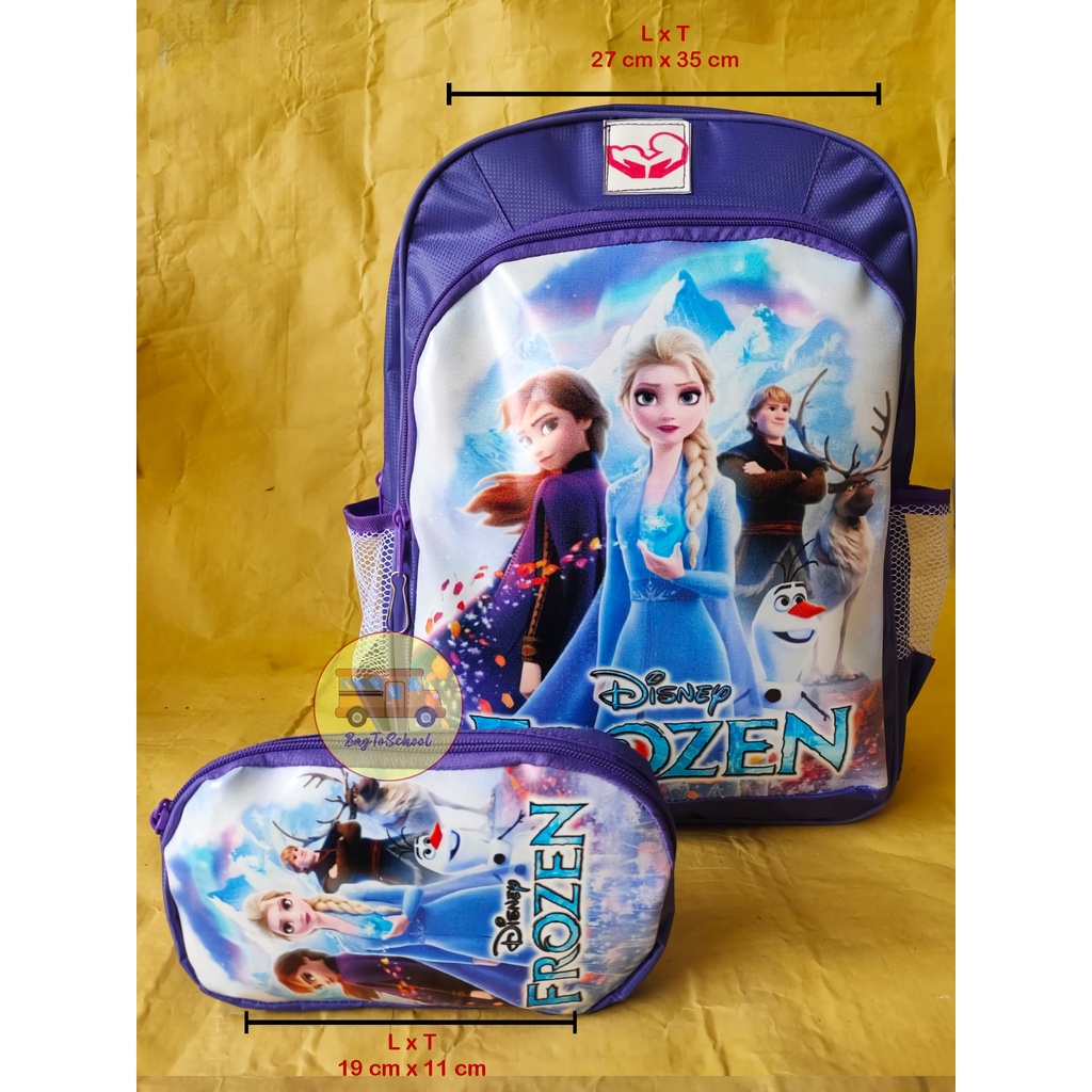 Tas Anak Perempuan Ransel Sekolah TK/SD Bonus kotak pensil Karakter B21,LOL,FROZEN