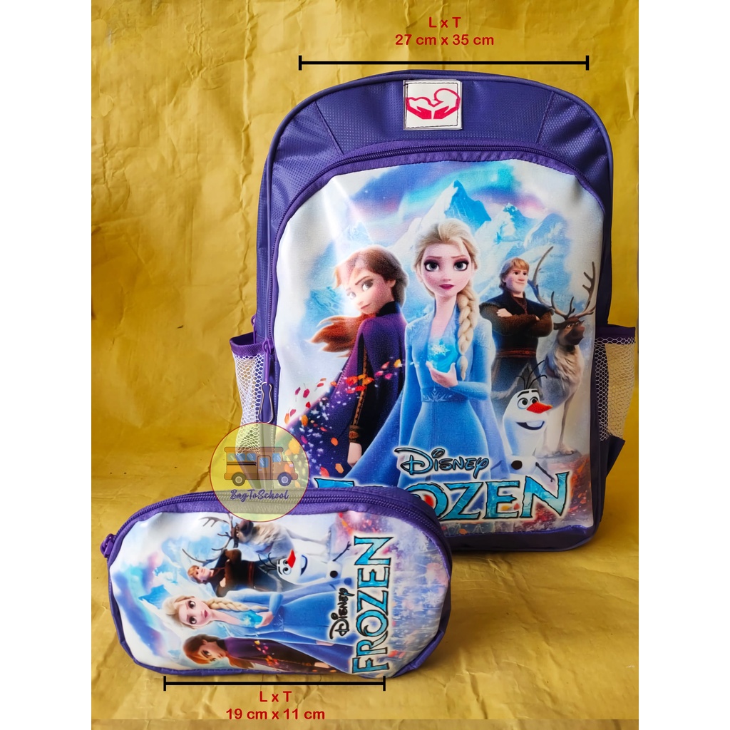 Tas Anak Perempuan Ransel Sekolah TK/SD Bonus kotak pensil Karakter BT21,LOL,FROZEN