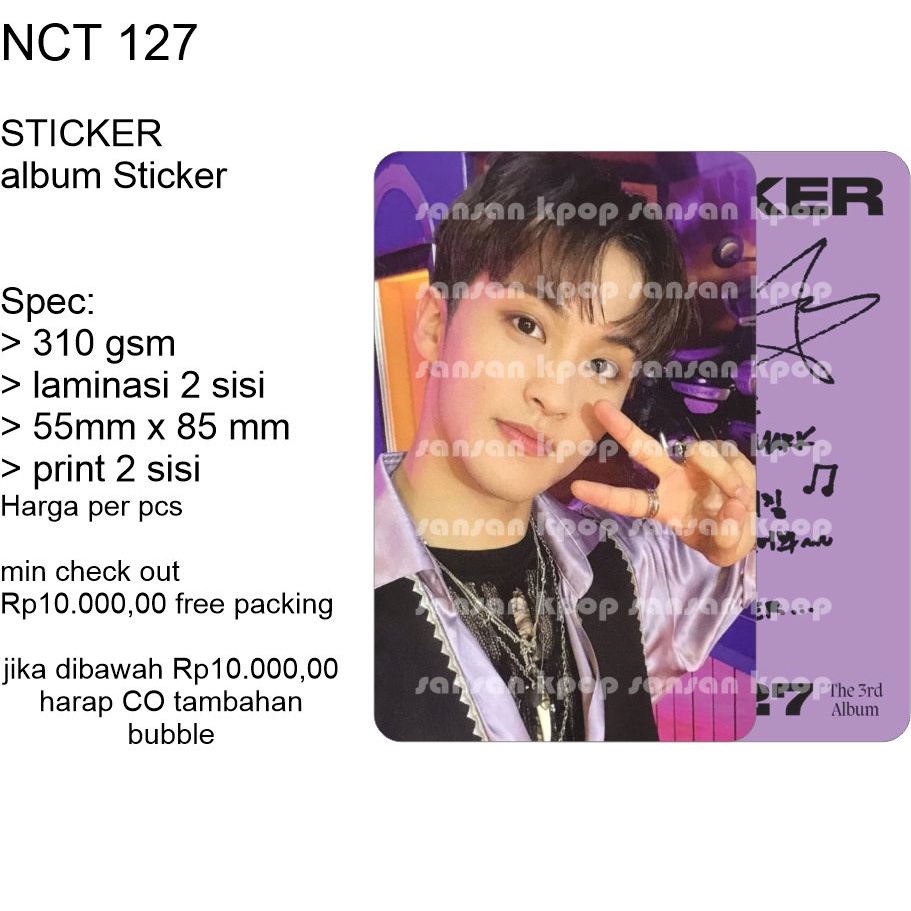 photocard unofficial nct 127 STICKER VER.