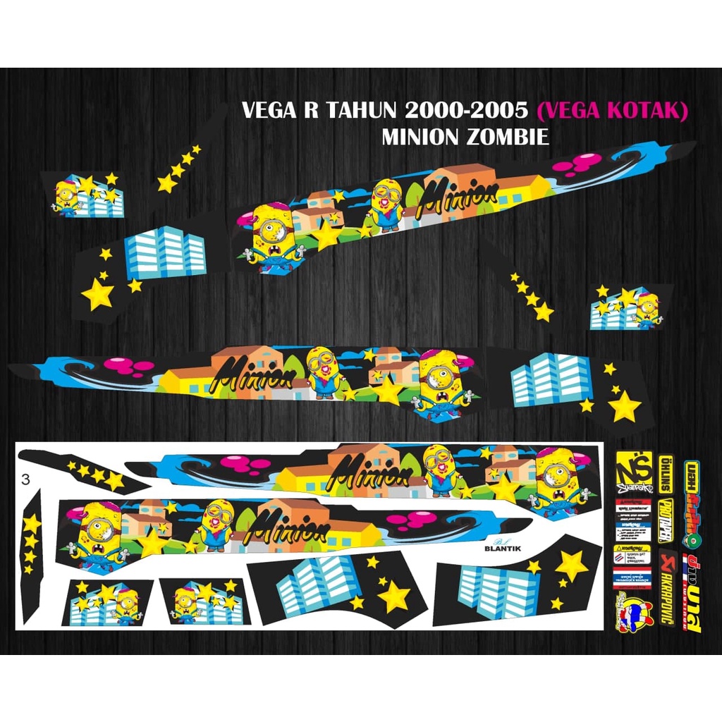 STIKER STRIPING VARIASI VEGA R TAHUN 2000-2005 MINION ZOMBIE
