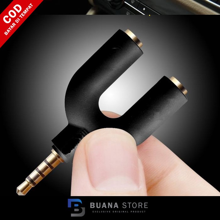 U Shape Splitter Audio + Mic Jack 3.5mm Headphone Mic Ke Smartphone Aksesoris HP BN1007