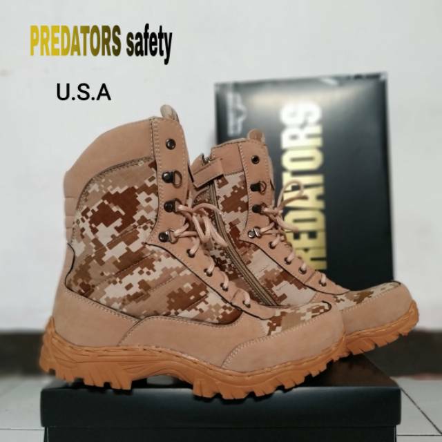  Sepatu  boots  pria safety ujung besi sepatu  army tentara  