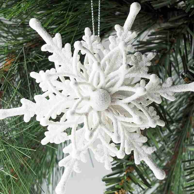 Liontin Gantung Bentuk Snowflake 3D Bahan Plastik Ukuran 12cm Untuk Dekorasi Pohon Natal