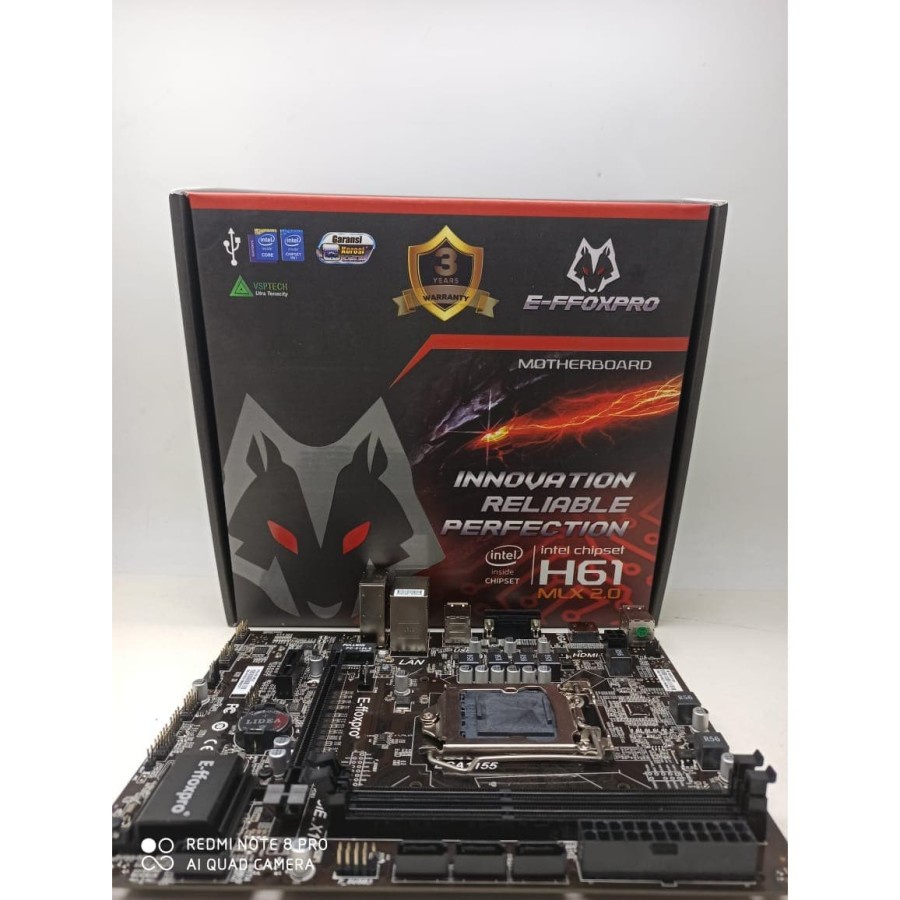 Motherboard EFFOXPRO H61 MLX USB 2.0 GARANSI 3 TAHUN