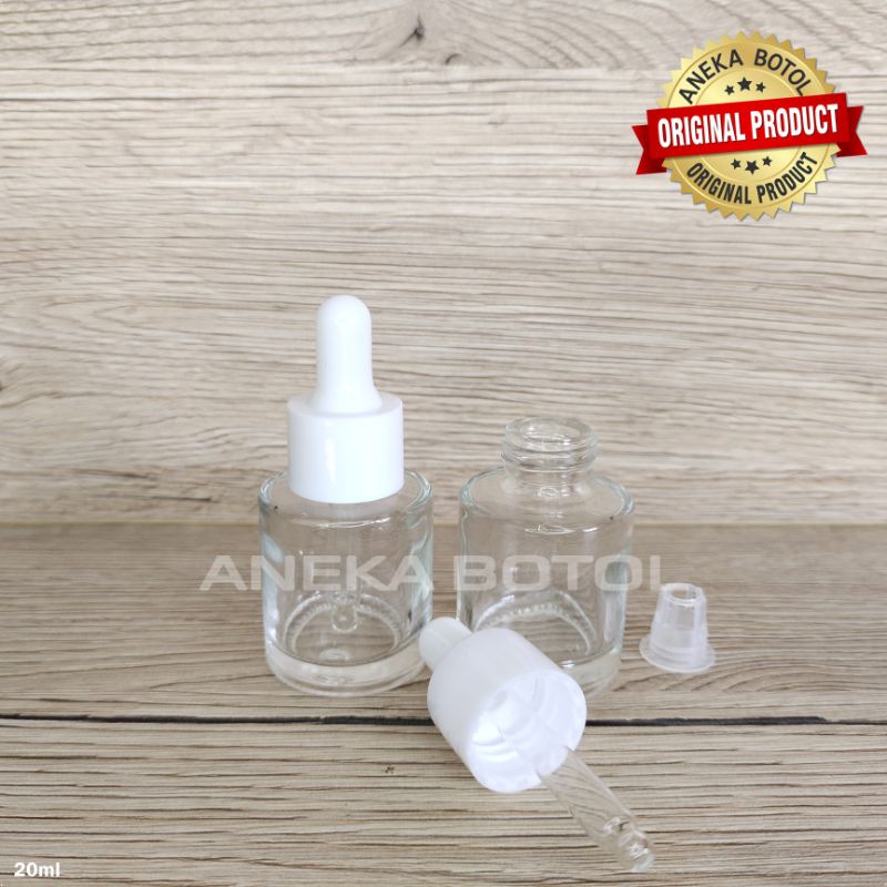 BOTOL PIPET 20 ML BENING COKLAT TUTUP PUTIH / ANEKA BOTOL KOSONG MURAH ORIGINAL