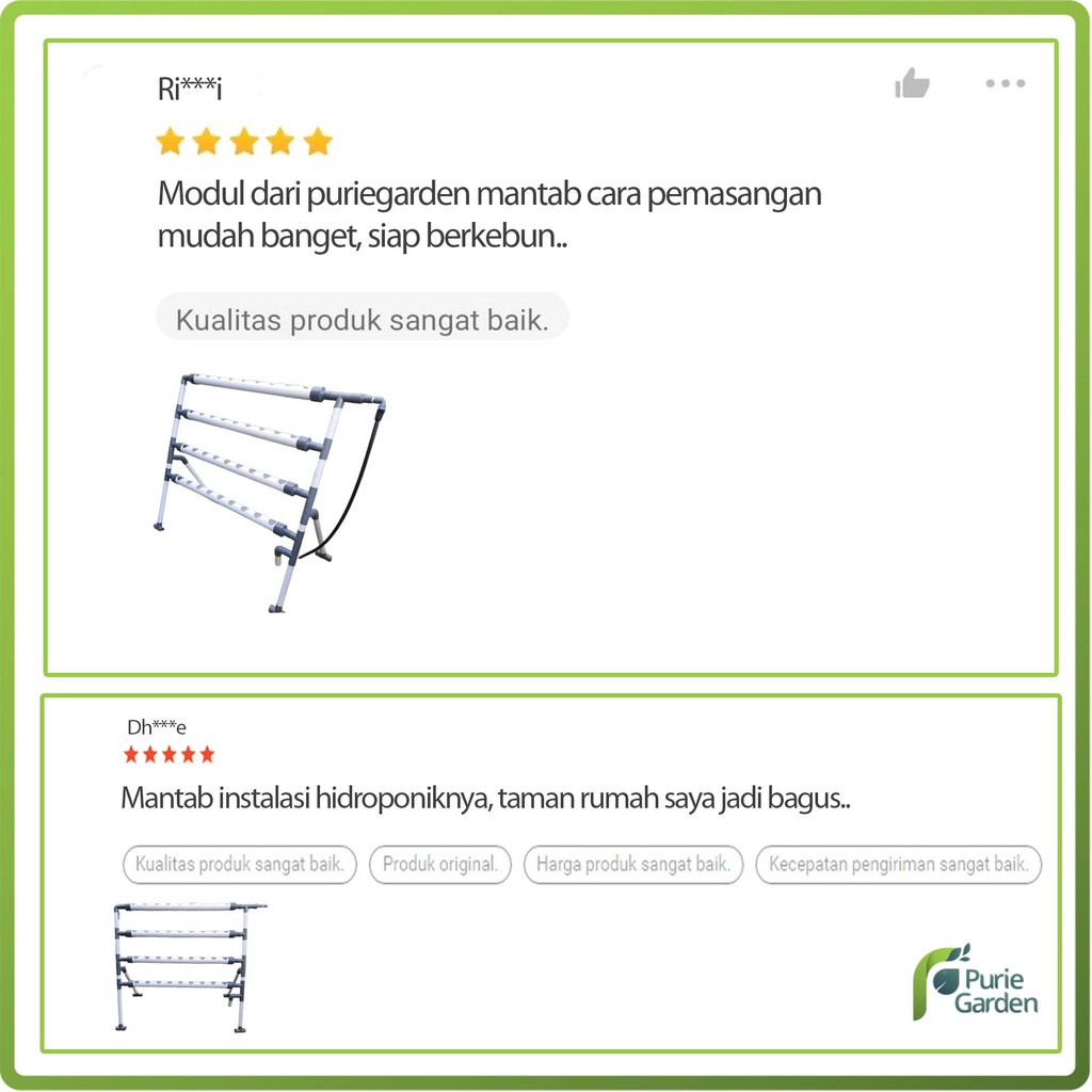 Paket Instalasi Modul Hidroponik Premium Food Grade DFT 36 Lubang Purie Garden PG KDR