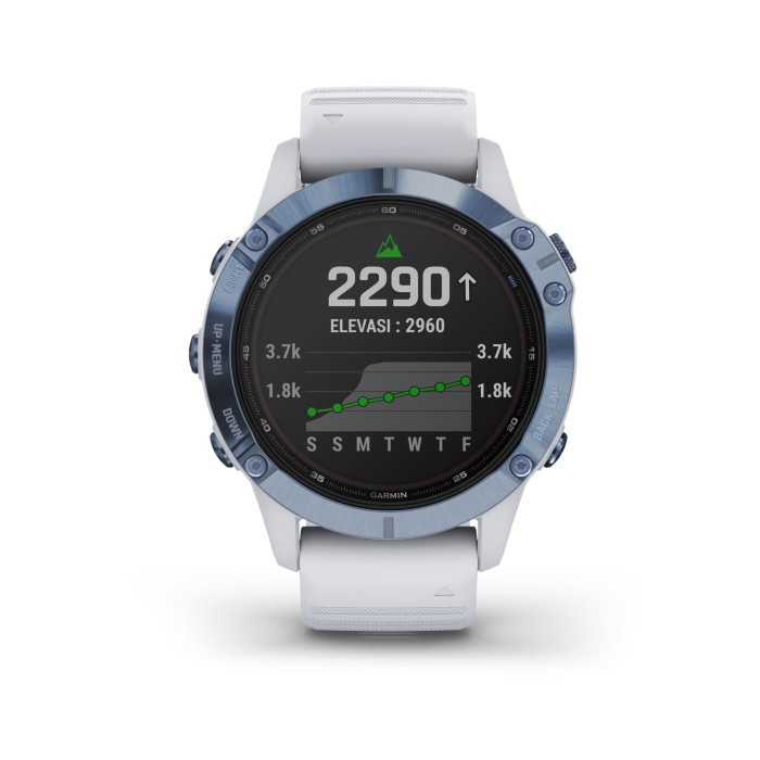 Garmin Fenix 6 Pro Solar Edition Cobait Blue with Whitestone Band Original Garansi Resmi TAm 2 Tahun