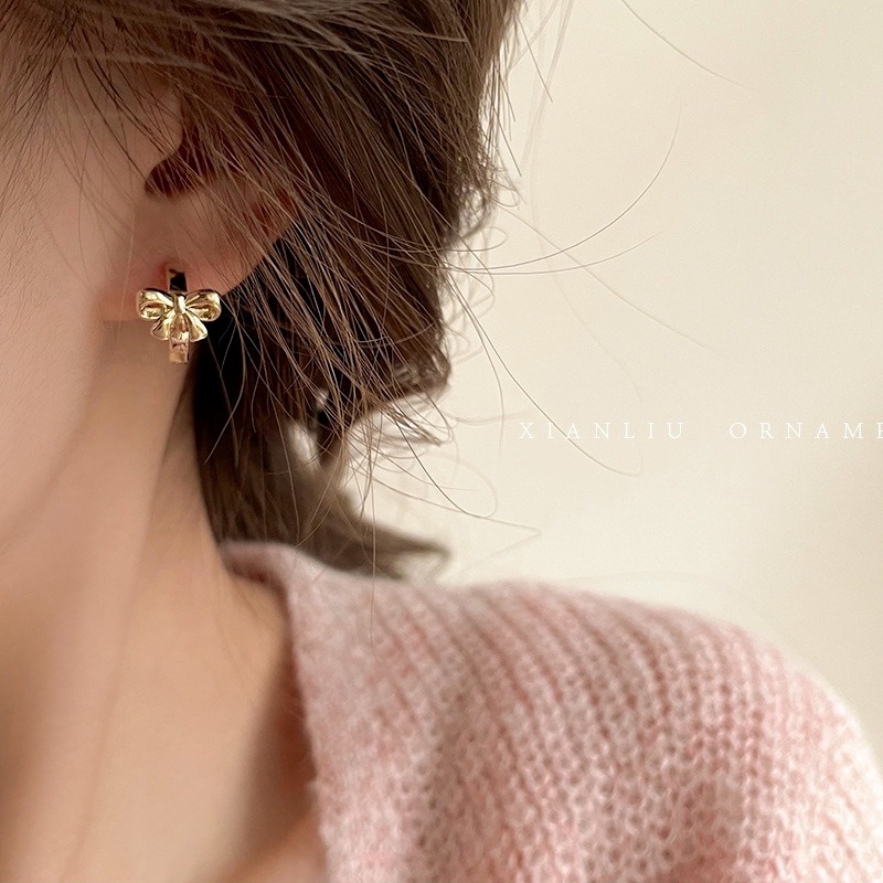 Roselife 1 Pasang Anting Tusuk Gantung Sterling Silver 925 Desain Hati / Bintang / Pita Gaya Korea Untuk Wanita