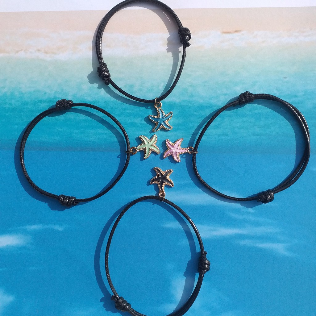 Gelang Tali Lucu Bintang laut Bahan Kulit Korea &amp; Satin accessories Fashion Charm Sea Star vintage