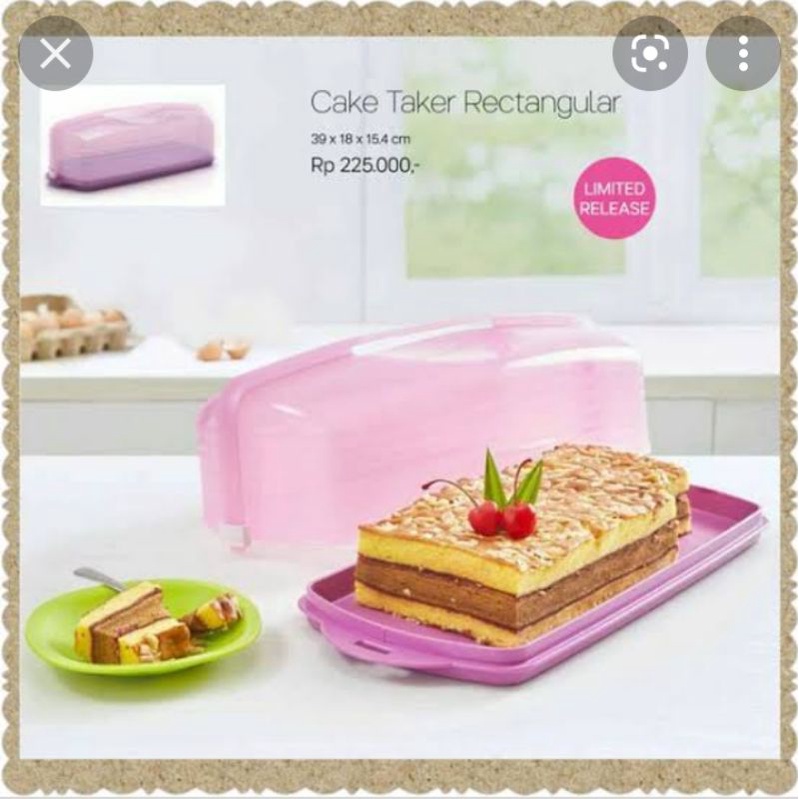 cake taker rectangular ungu 1pcs ORI Tupperware