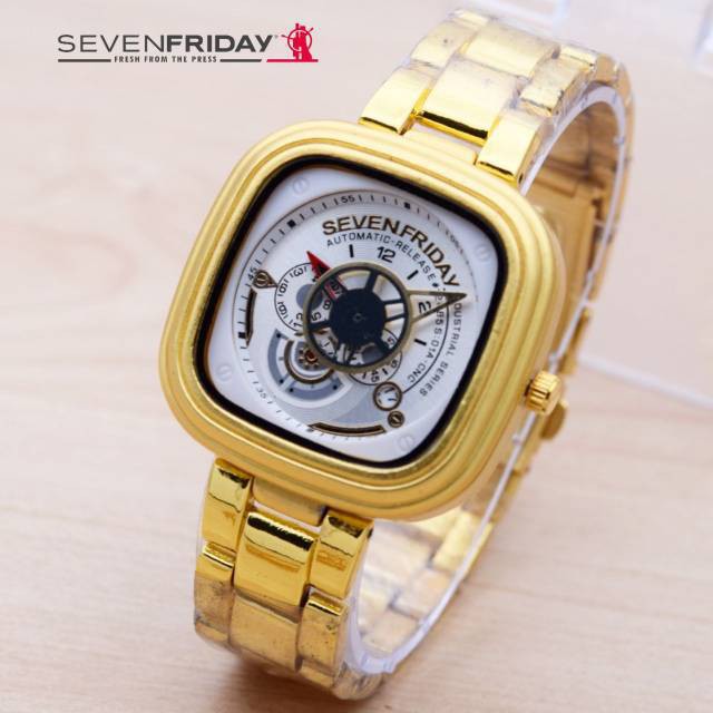 JAM TANGAN SEVENFRIDAY RANTAI GOLD PLAT PUTIH