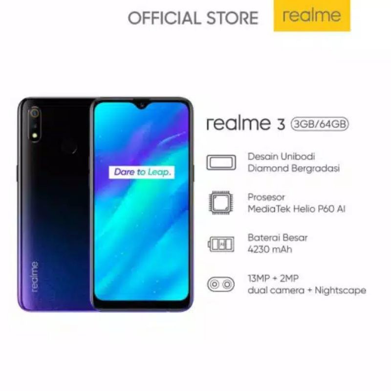 Jual REALME 3 BLACK 4GB 64GB HELIO P60 GARANSI RESMI Shopee Indonesia
