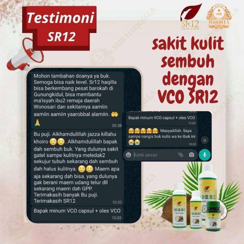 Virgin Coconut Oil | MINYAK KELAPA MURNI | VICO SR12 | VCO SR12  | penggemuk pelangsing obat jerawat