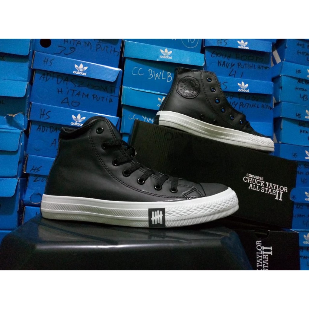 HOT PROMO sepatu sekolah kuliah harian Kulit CONVERSE ALLSTAR Abu Putih Hitam Kualitas PREMIUM