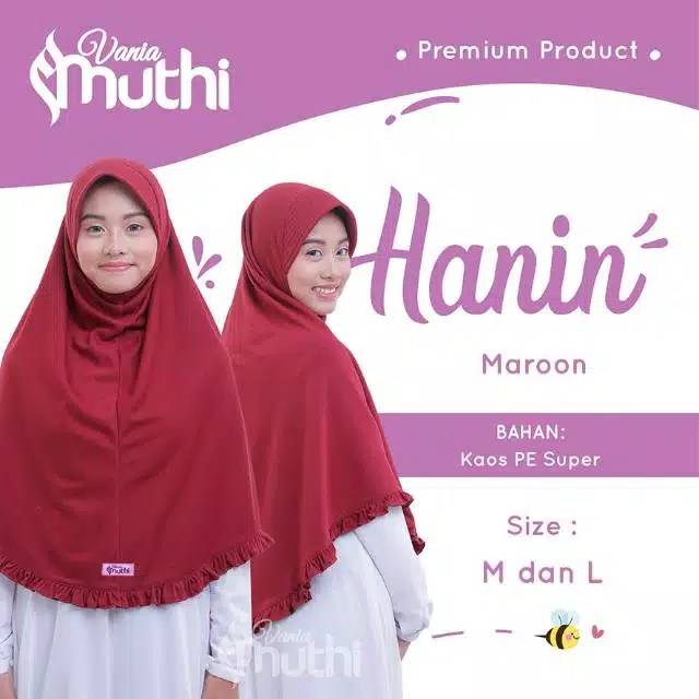 Jilbab HANIN Vania Muthi Curly Size M (SD-SMP) dan L (SMP-SMA) - Hijab Remaja - Jilbab Sekolah