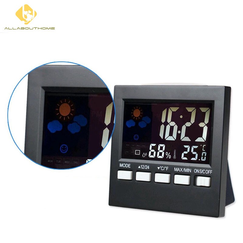 Thermometer Hygrometer LCD Digital Indoor with Clock Weather