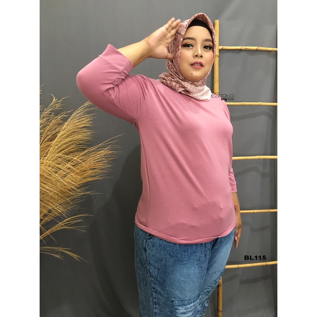 Ezpata Atasan Blouse Polos Lengan 7/8 Blus Bigsize Jumbo XXXL BB 65-90kg LD 120cm Plain Bahan Baby terry