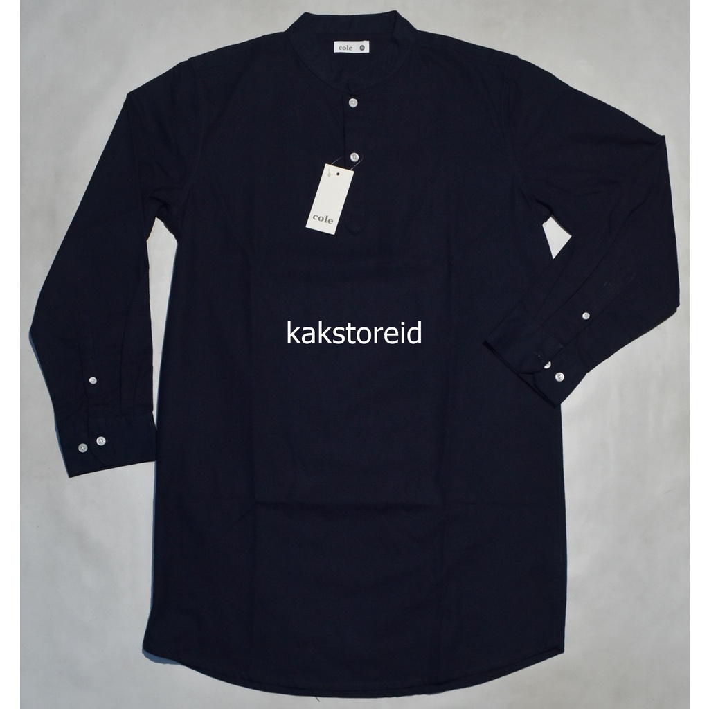 Baju Muslim Koko Pria Lengan Panjang COLE Navy DPD 107 ORIGINAL