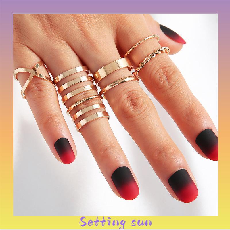 8 Pcs/set Retro Multi-Lapisan Pembukaan Cross Cincin Wanita Fashion Perhiasan Hadiah TN TN