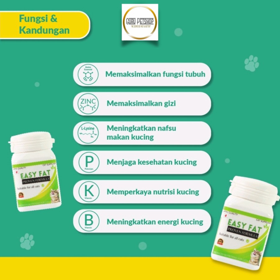 Easy Fat Kucing Vitamin Penggemuk Kucing Supplement Nafsu Makan Kucing