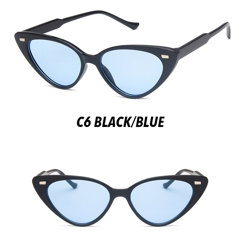 (YUZHU) Bayar Di Tempat INS Fashion Small Retro Cat Eye Kacamata Hitam Wanita/Pria Sunglasses
