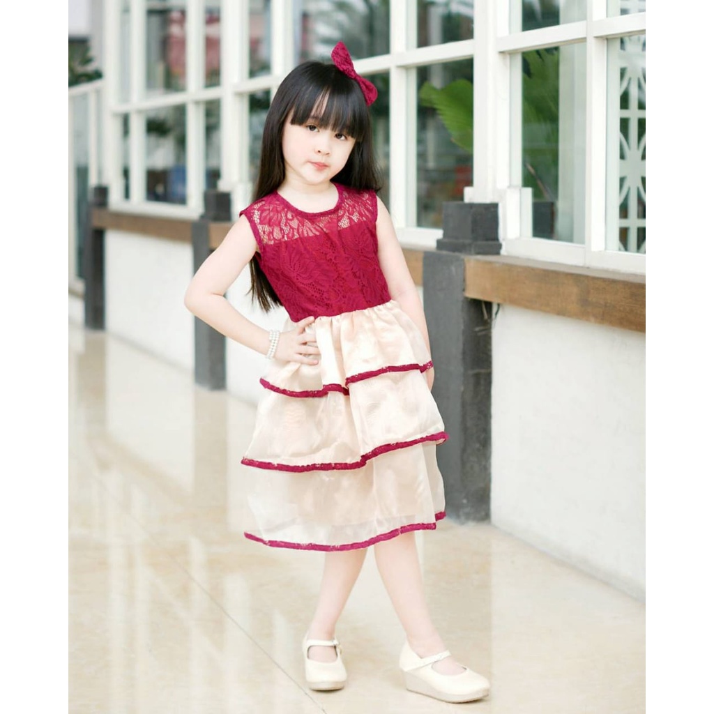 Dress Donita/Dress Brukat Anak dan Dewasa Donita