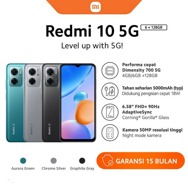 Xiaomi Redmi 10 5G 6/128 GB RAM 6GB Internal 128GB Garansi Resmi