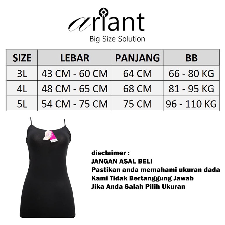 Tank top Wanita Tengtop JUMBO Tangtop Big size Tali Kecil