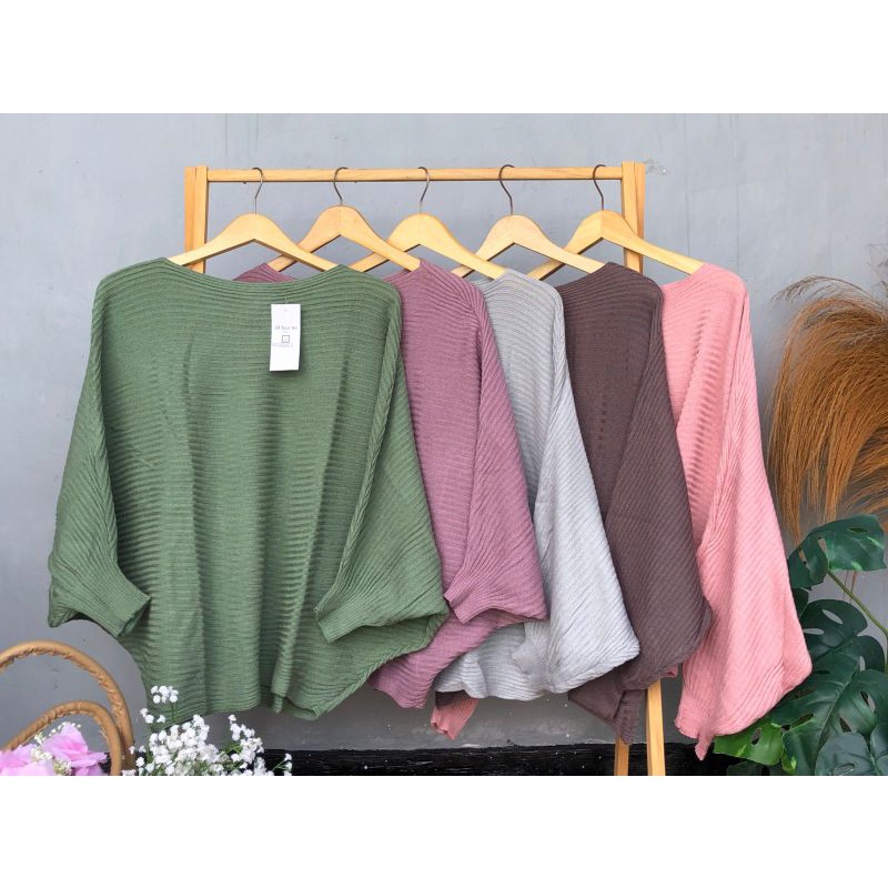 Blouse Batwing | Blouse Batwing Rajut | Blouse Oversize Bahan Rajut
