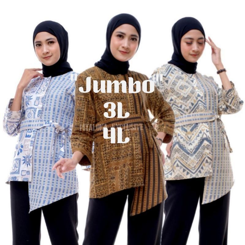 Batik Wanita Jumbo ASJ SA HRB026 Kenongo Kemeja Tosca Pendek