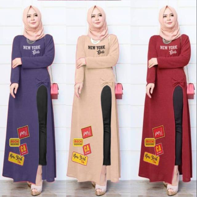  Model  Baju  Gamis Dari  Bahan  Kaos  Hijab Casual