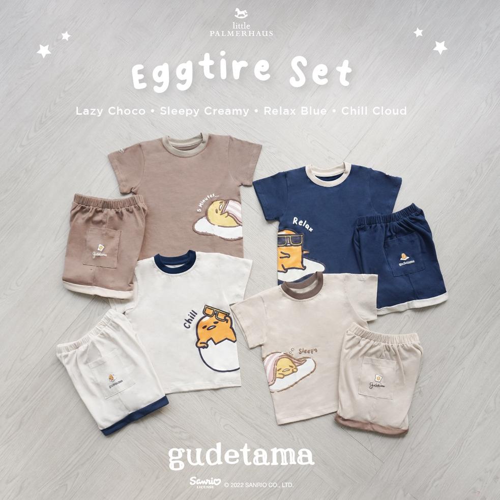 PROMO 7.7 PROMO BAJU LEBARAN Little Palmerhaus - Egg-Tire Set Gudetama Setelan Baju Pendek Celana Pendek Anak 1-6 Tahun