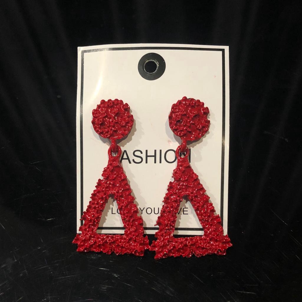 OSM - F629 Anting Ala Korea Segitiga / Anting Paduan Segitiga Anting / Aksesoris Fashion-Merah