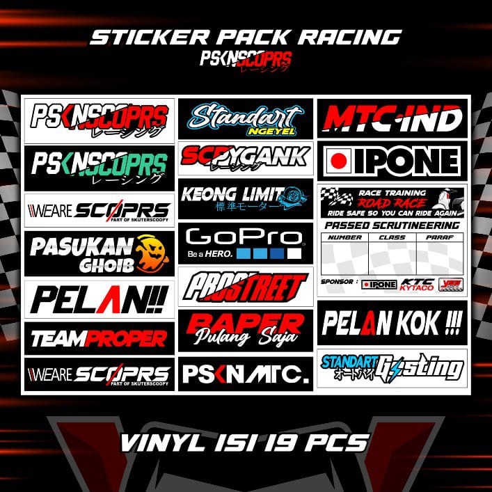 STIKER RACING PACK PASUKAN SCOOPY STIKER MOTOR SCOOPY BEAT VARIO STIKER HELM