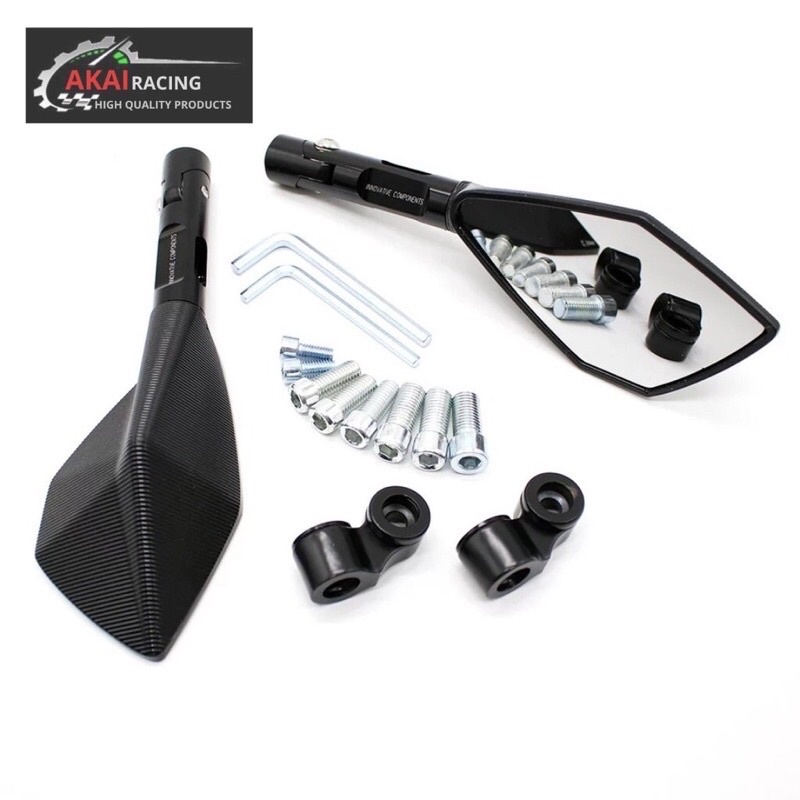 Spion TOMOK Full CNC Premium Tomok V2  Tomok V5 Universal Buat Semua Motor Bisa-Hitam kaca putih