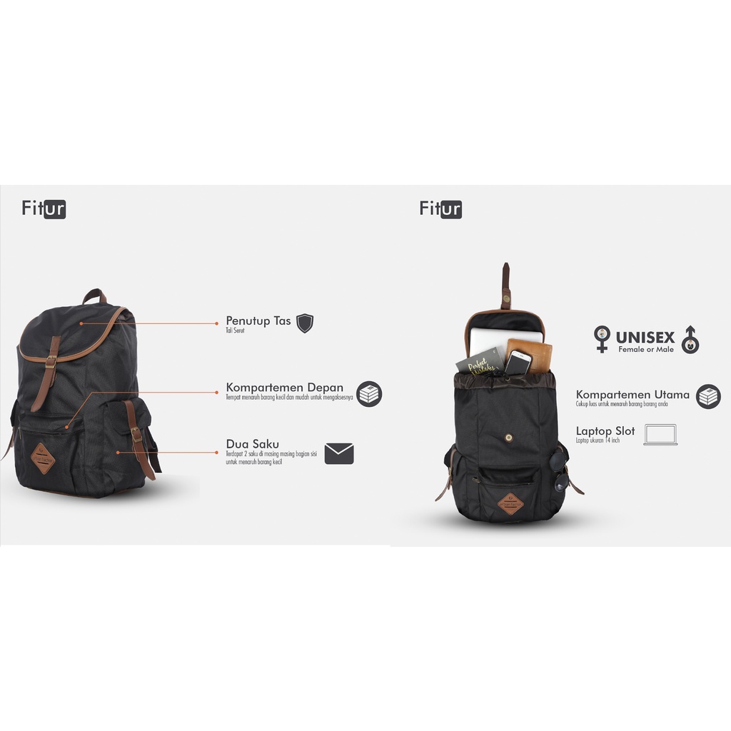 HOLIDAY BLACK |ManNeedMe x URBAN| Tas Ransel Punggung Pria Wanita Backpack ORIGINAL