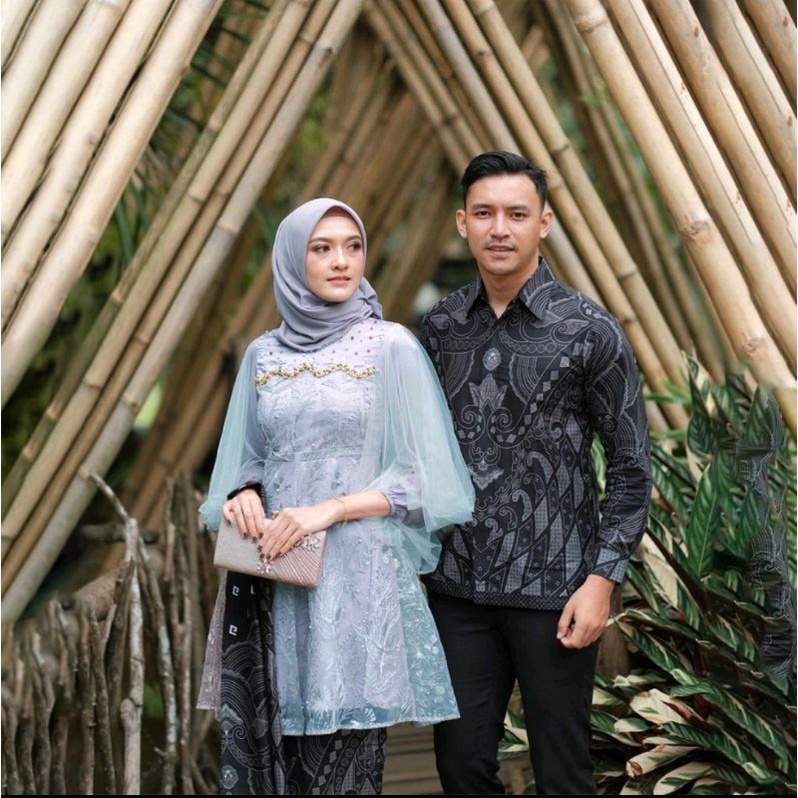 TOP PRODUK || NEW COLECTION || SET BATIK COUPLE AUREL ICE BLUE | SET COUPLE | SET KEBAYA LAMARAN | OUTFIT KEKINIAN BATIK KEBAYA MODERN