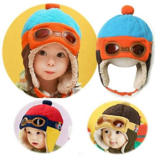 Topi Pilot Anak Topi Rajut Bayi Baby Lucu Hangat Pelindung Kepala